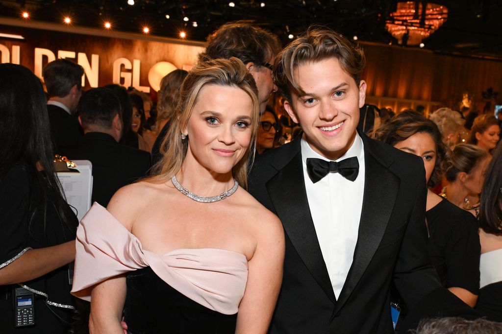 Reese Witherspoon and Deacon Reese Phillippe at The 81st Annual Golden Globe Awards with MoÃ«t & Chandon, Celebrating the 13th Year of Toast for a Cause at the Beverly Hilton on January 7, 2024