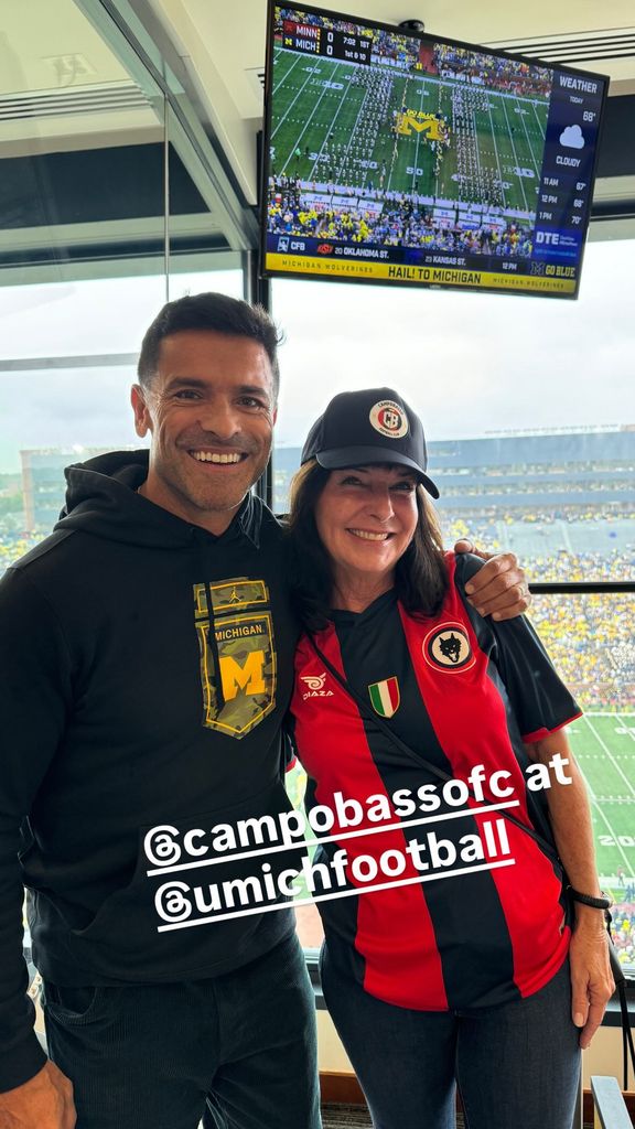 Mark Consuelos poses at a University of Michigan football game, shared on Instagram Stories