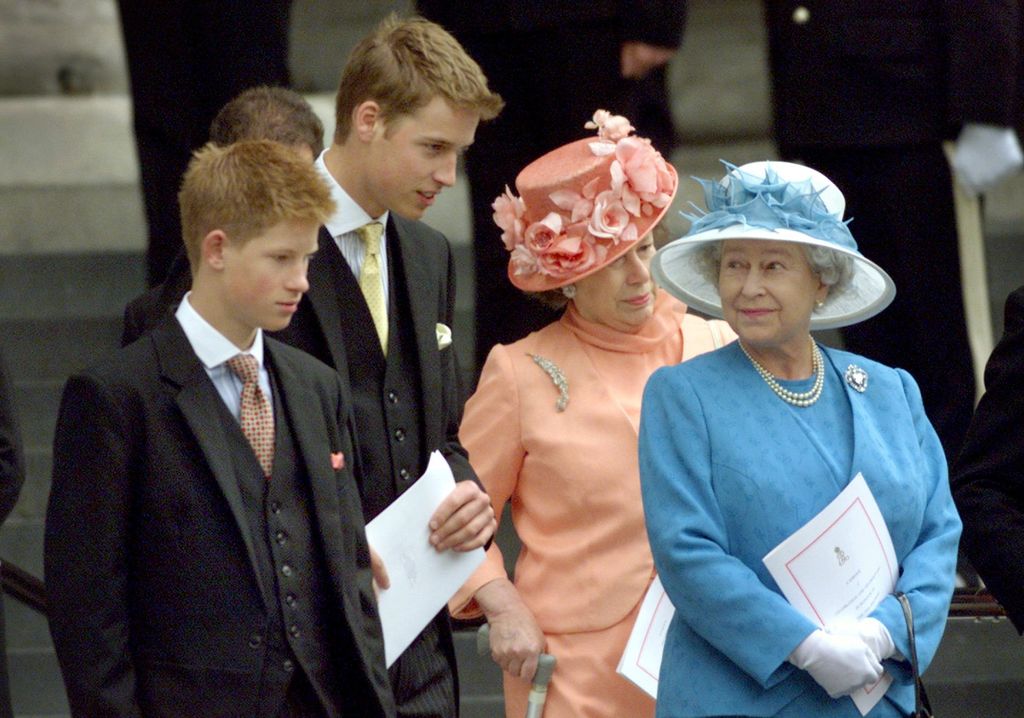 young Prince Harry and harry with Princess Margaret and queen elizabeth