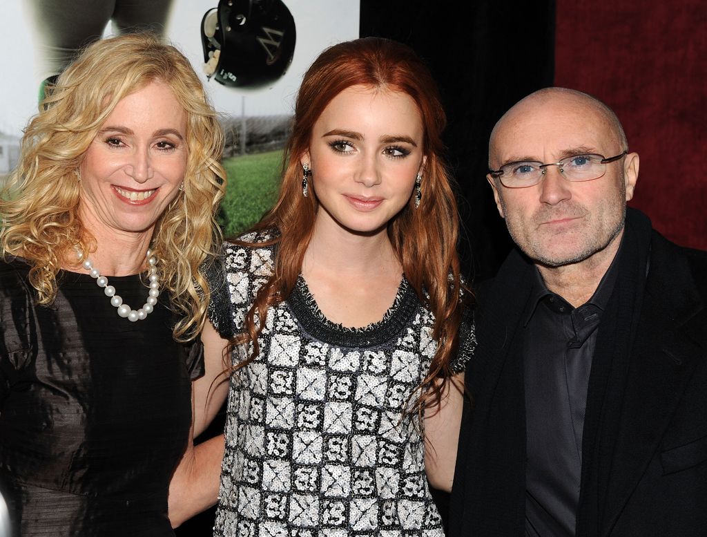 Jill Collins, actress Lily Collins and musician Phil Collins attend the premiere of "The Blind Side" at the Ziegfeld Theatre on November 17, 2009 in New York City.