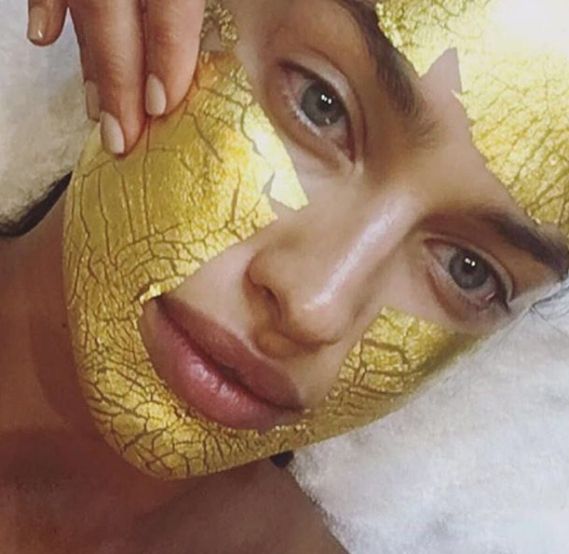 irina shayk gold sheet mask
