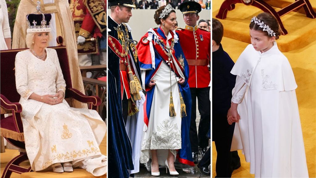 Princess Kate, Queen Camilla and Princess Charlotte wore white gowns at the coronation