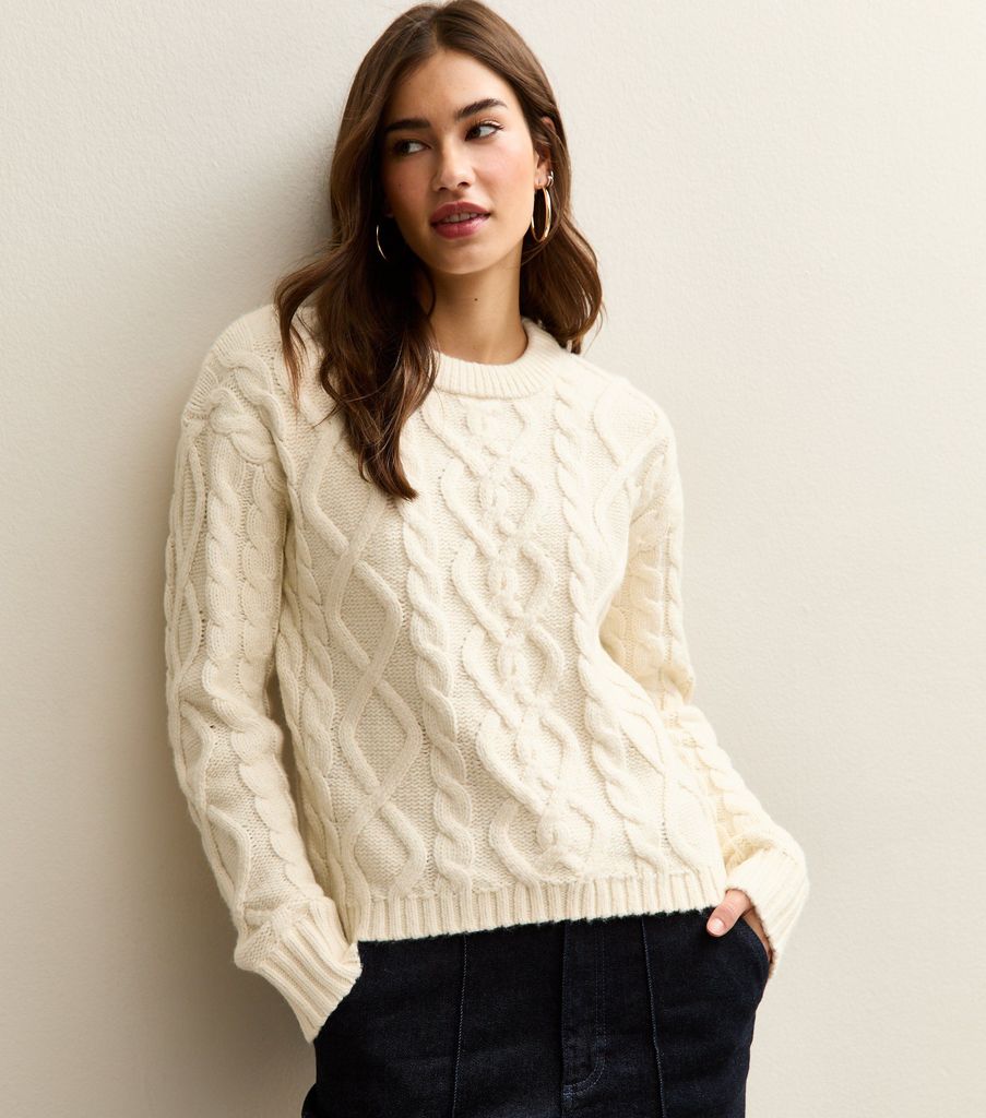 Cream Midweight Cable Knit Jumper