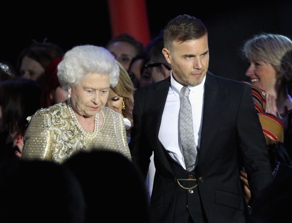 Gary Barlow with the late Queen at the Diamond Jubilee concert
