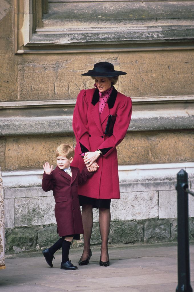princess diana and harry at easter church service 