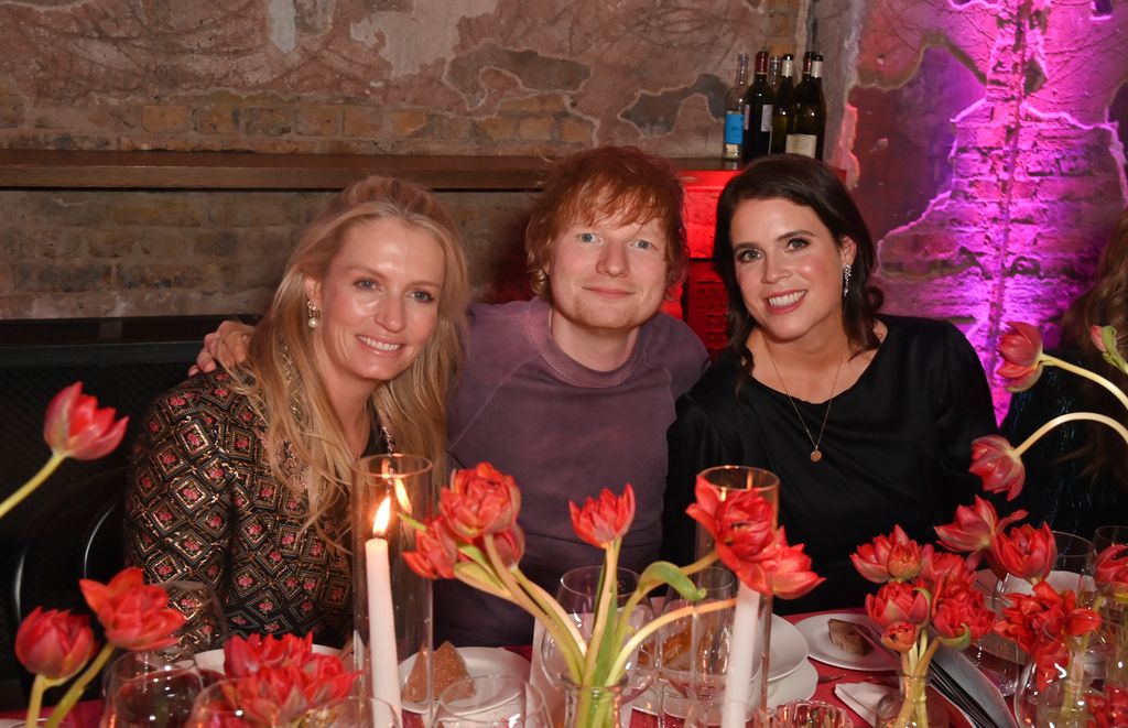Sofia Blunt, Ed Sheeran and Princess Eugenie of York attend The Anti Slavery Collective's inaugural Winter Gala at Battersea Arts Centre