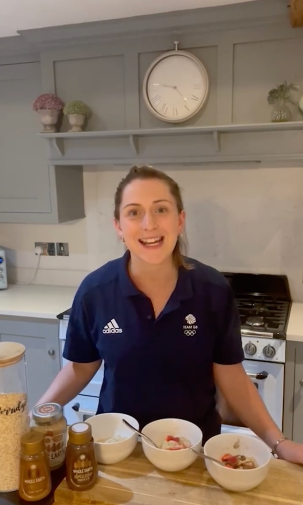 Laura Kenny filmed a baking video from her rustic kitchen in Cheshire