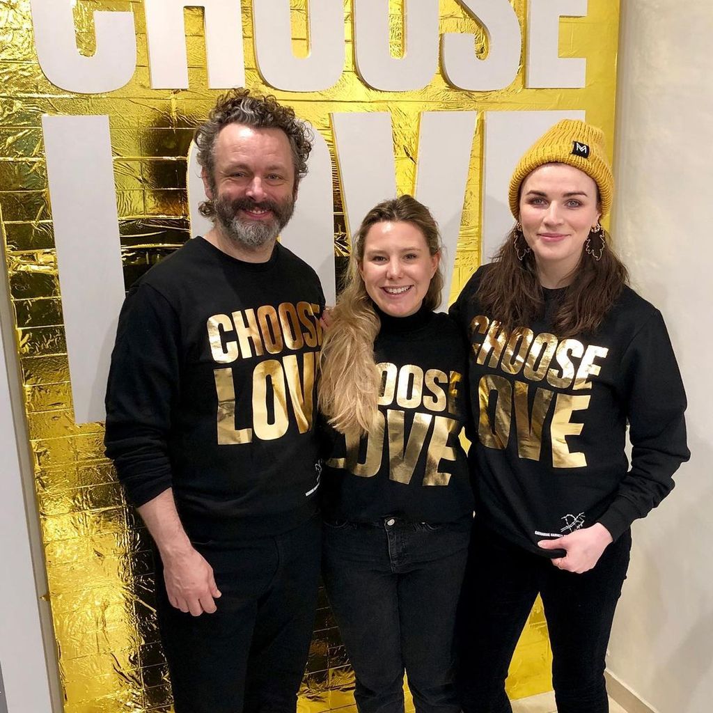 Michael Sheen and Aisling Bea pose for a photo in December 2018