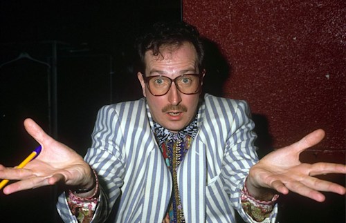 Steve Wright in a striped shirt