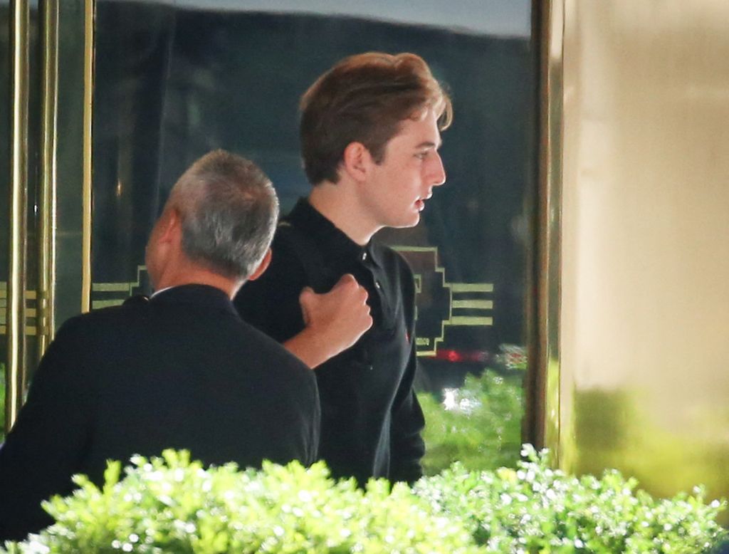 barron trump leaving trump tower 