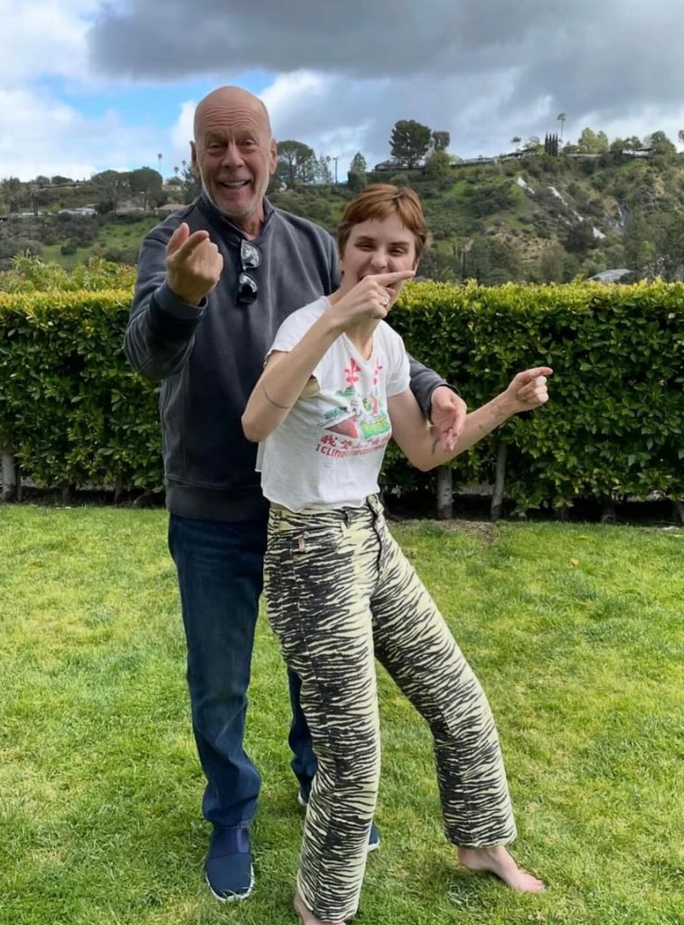 Photo shared by Demi Moore and Emma Heming on Instagram on Father's Day 2024 of Bruce Willis with his daughter Tallulah