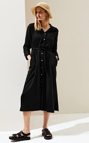 marks and spencer black shirt dress