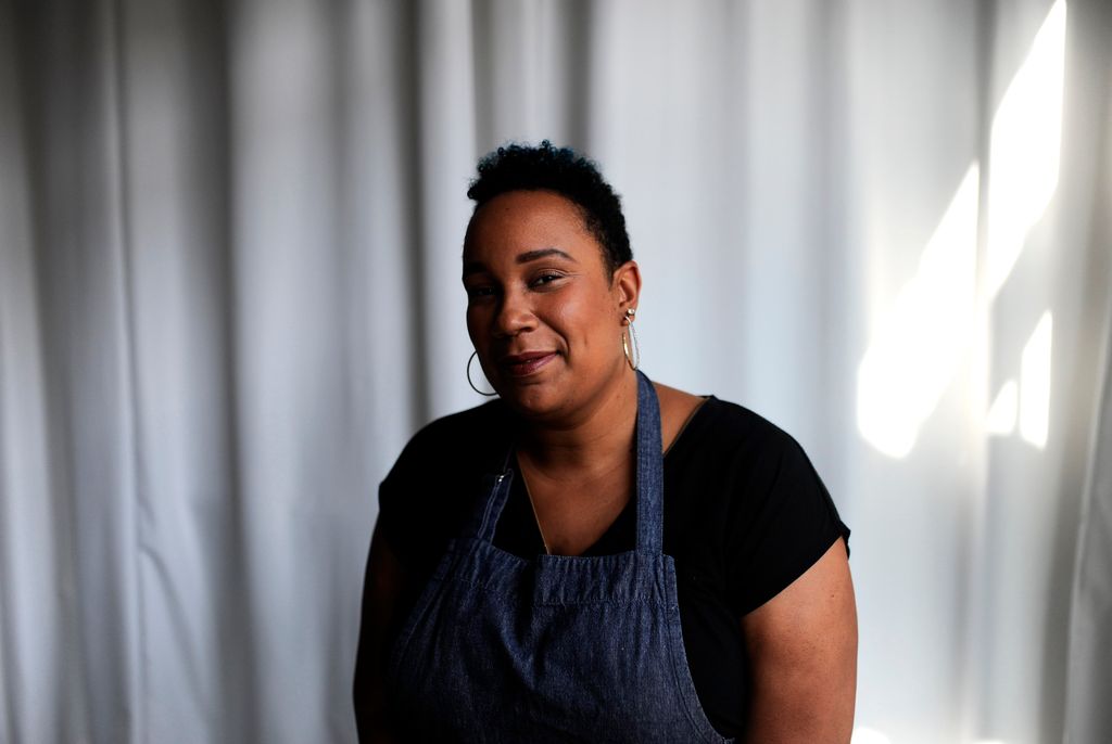 Elle Simone Scott poses for a portrait on set at America's Test Kitchen on August 27, 2018.