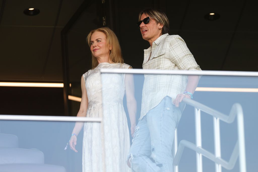 Actress Nicole Kidman and Singer Keith Urban look on during the FIFA Club World Cup 2025 group D match between Los Angeles Football Club and Esperance de Tunis at GEODIS Park on June 20, 2025 in Nashville, Tennessee