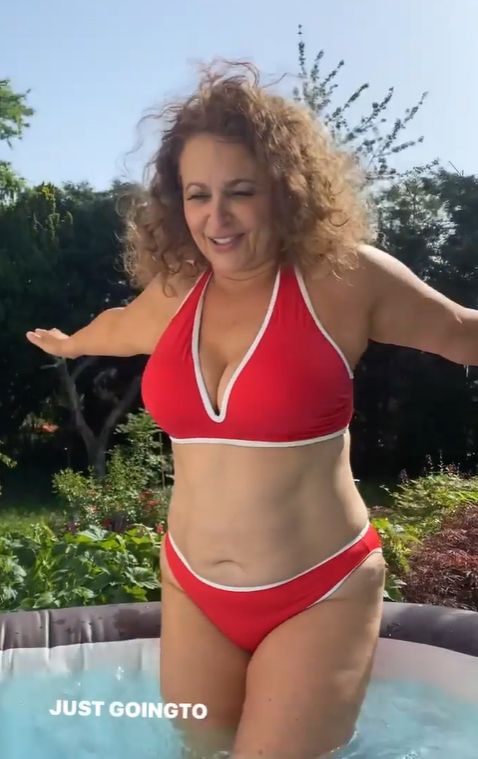Nadia Sawalha in red bikini