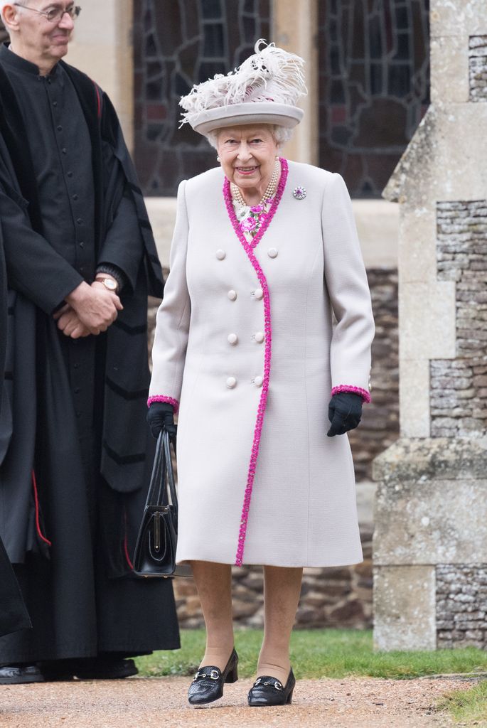 Queen Elizabeth II attends Christmas Day Church service at Church of St Mary Magdalene on the Sandringham estate on December 25, 2018 in King's Lynn, England.
