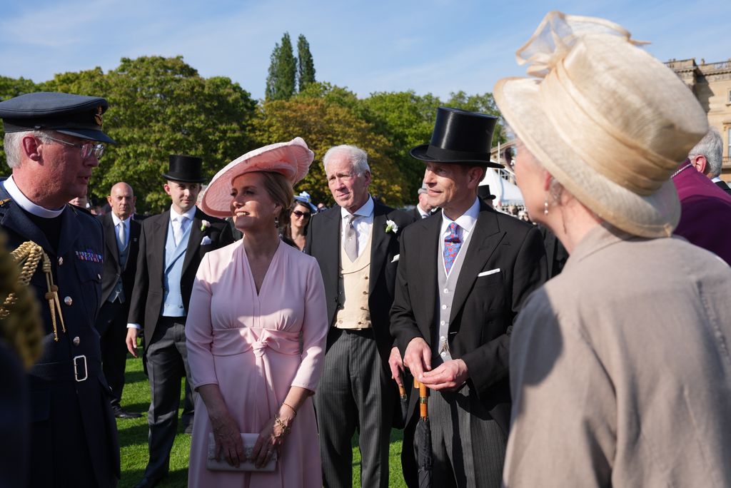 The Duke and Duchess of Edinburgh spoke to guests attending a Royal Garden Party at Buckingham Palace