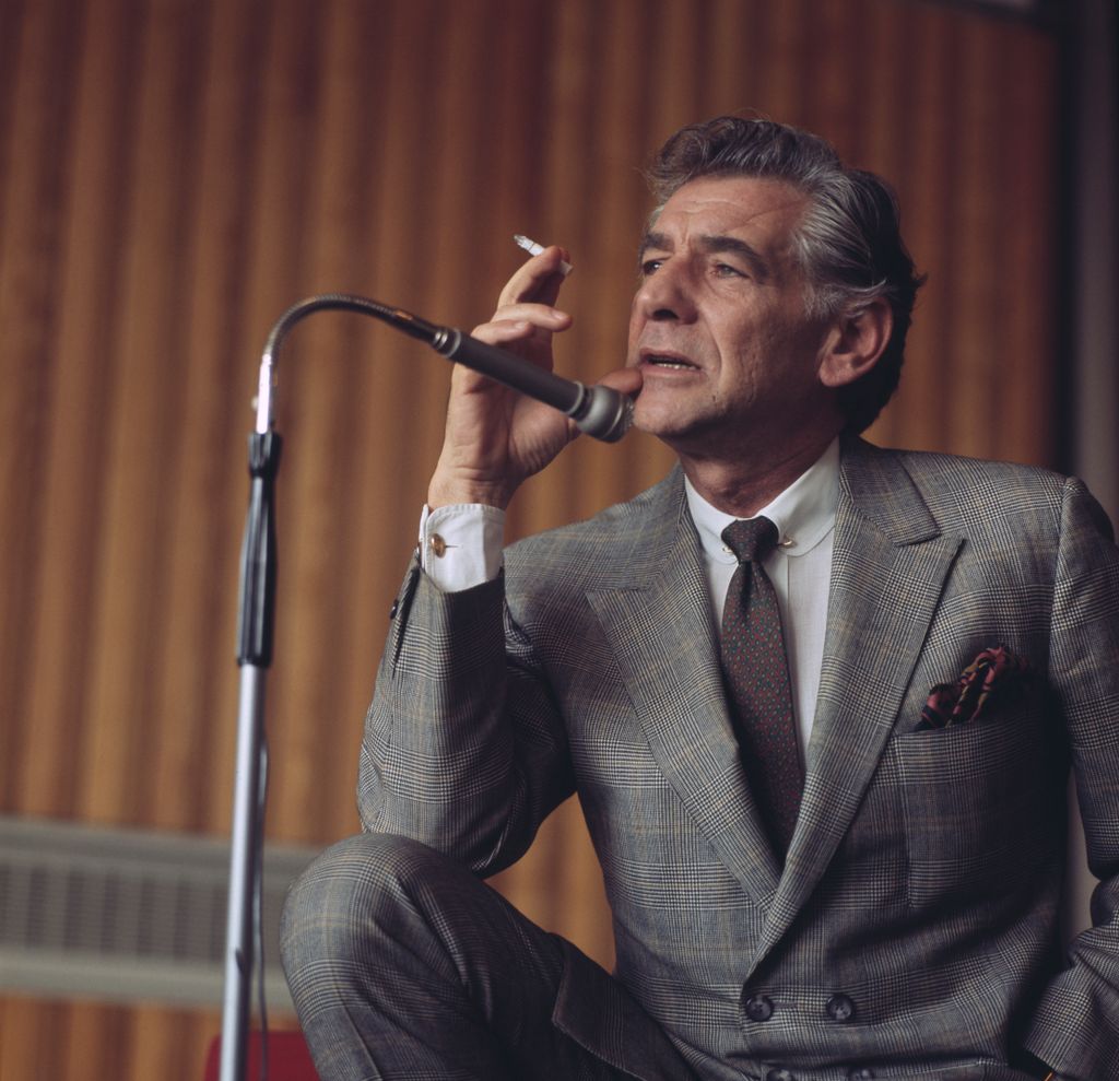 American composer and conductor Leonard Bernstein at the Queen Elizabeth Hall in London, February 1970