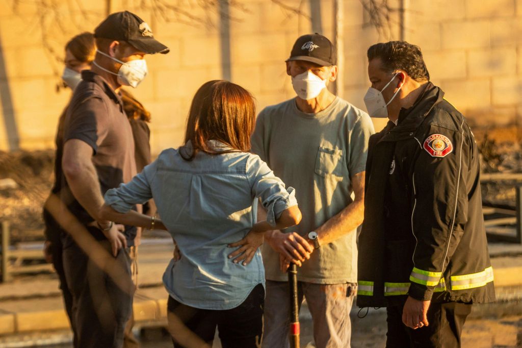 The couple were photographed by members of the community who had been impacted by the Eaton Fire, which has destroyed 15,000 acres