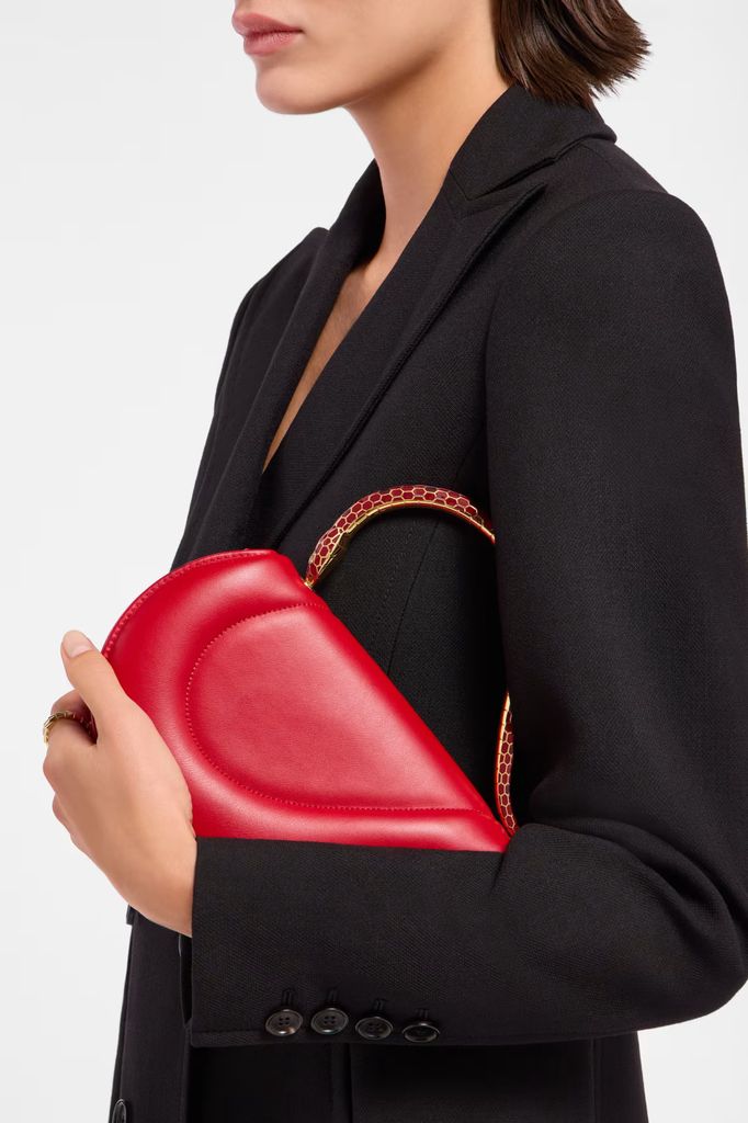 Bulgari red half heart bag 