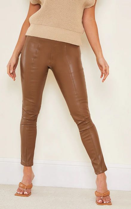 Beige Leather Pants  PrettyLittleThing CA