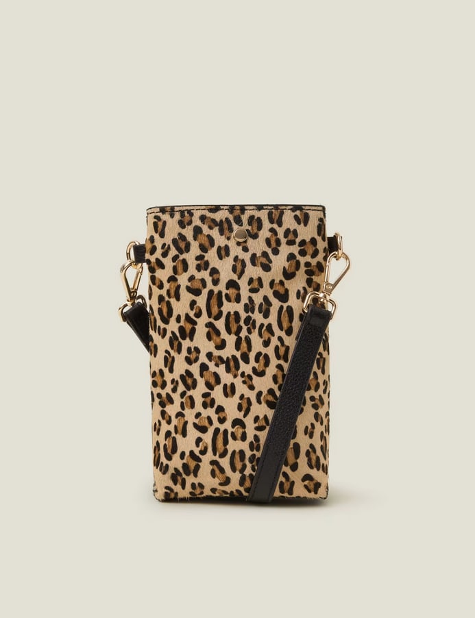 accessorize leather leopard print phone bag