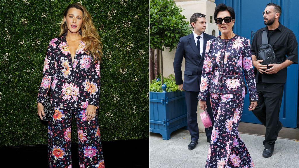 Split Blake Lively and Kris Jenner in floral set