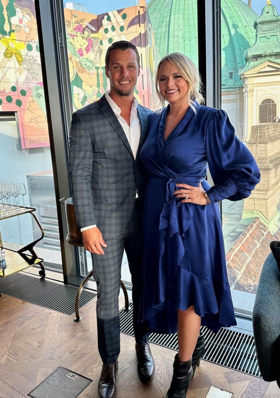 Photo shared by Miranda Lambert on Instagram September 2023 posing next to her husband Brendan McLoughlin during a vacation to Austria.