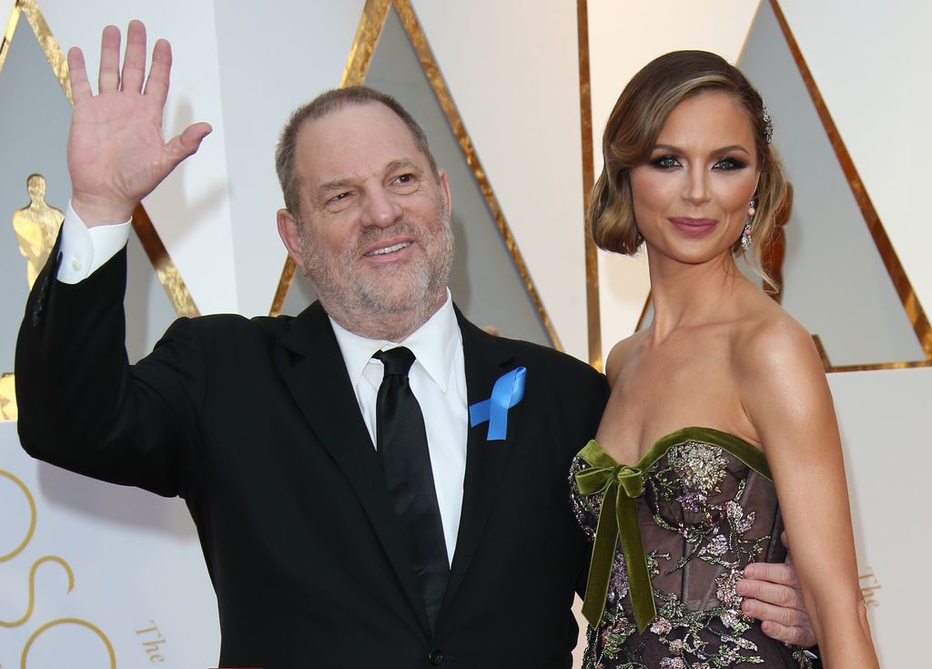 Producer Harvey Weinstein (L) and designer Georgina Chapman arrive at the 89th Annual Academy Awards at Hollywood & Highland Center on February 26, 2017 in Hollywood, California.