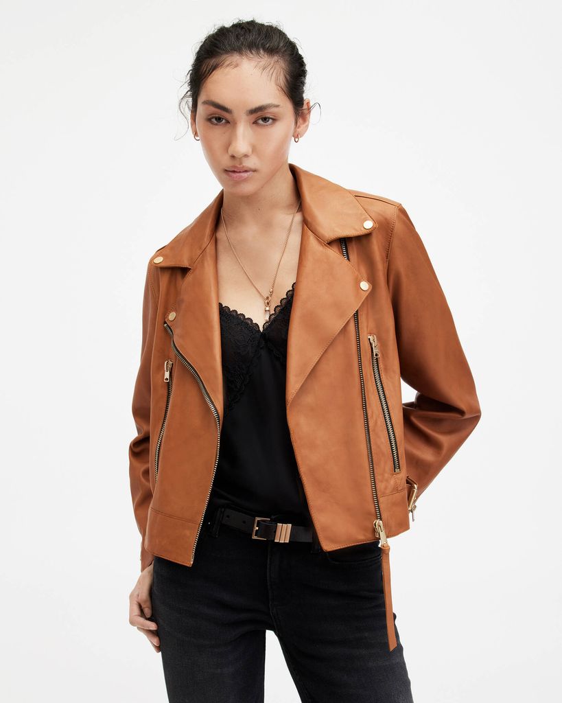 AllSaints Beale Slim Fit Leather Biker Jacket