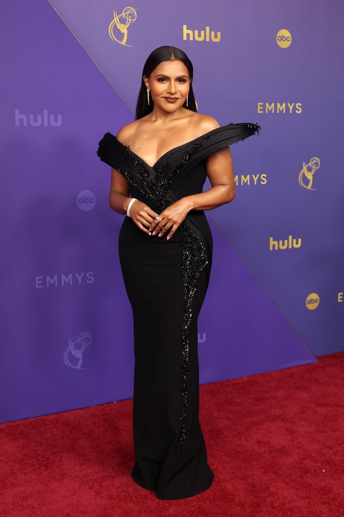 Mindy Kaling: Mindy wowed in a sultry black gown with off-the-shoulder detailing that exuded power and confidence. 