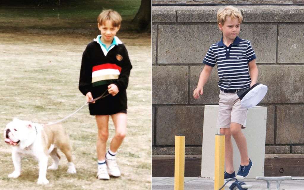 James Middleton as a child with dog and Prince George aged six in 2019