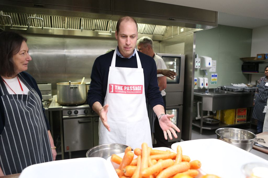 Prince William in industrial kitchen