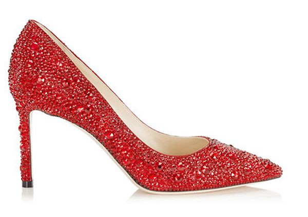 red glitter high heels jimmy choo
