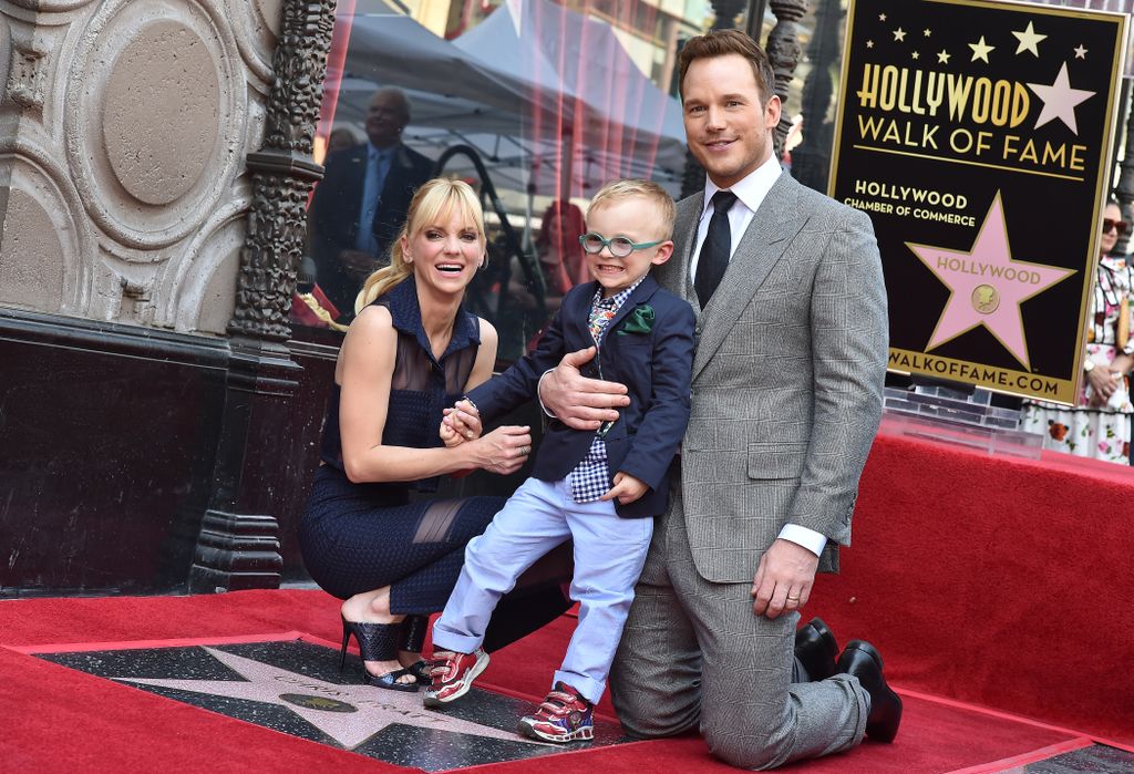 Chris Pratt, wife Anna Faris and son Jack Pratt attend the ceremony honoring Chris Pratt with a star on the Hollywood Walk of Fame on April 21, 2017 in Hollywood, California