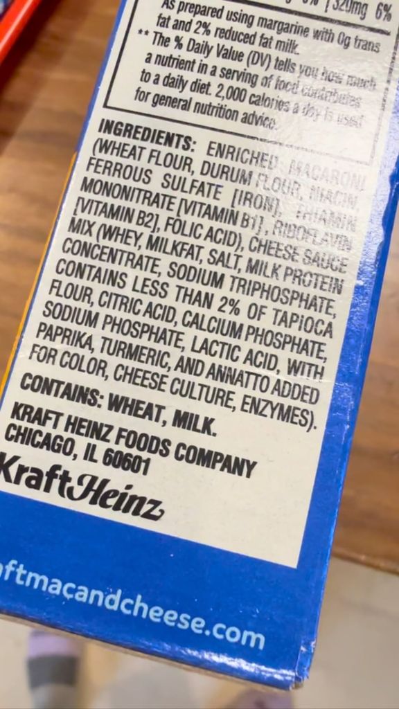Dylan Dreyer shows the back of a box of Kraft Mac n' Cheese in an Instagram video
