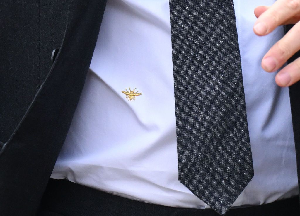 Prince Harry wearing a Dior shirt with an embroidered bee motif