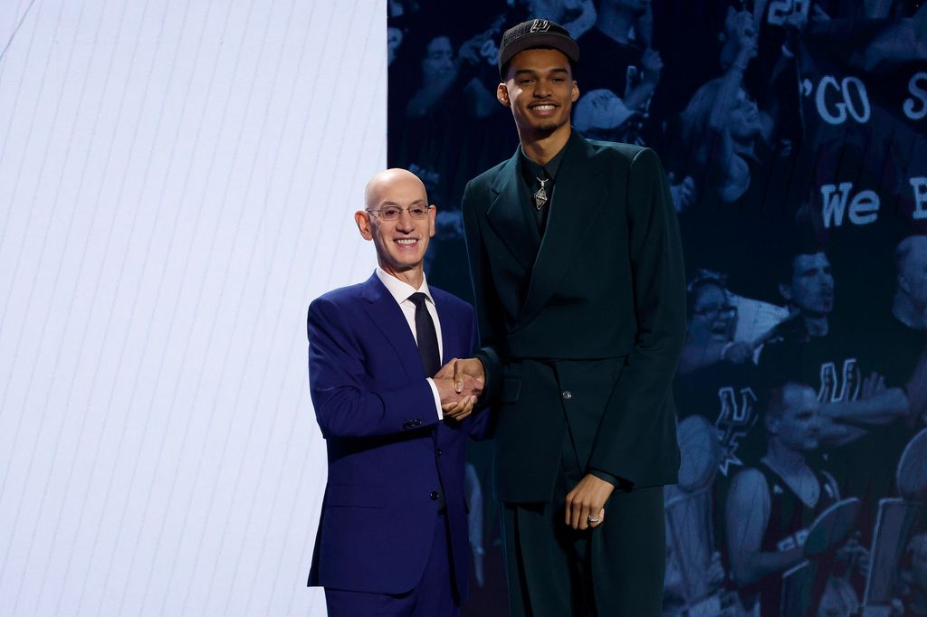 Victor Wembanyama and Adam Silver at the 2023 NBA Draft