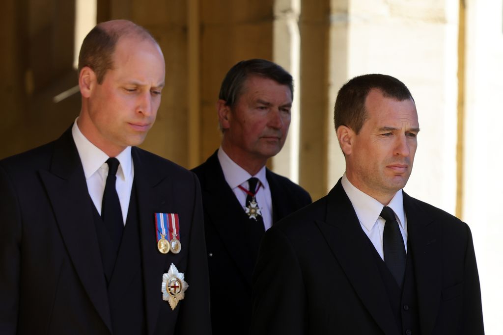 Prince William and Peter Phillips during the funeral of Prince Philip, Duke of Edinburgh at Windsor Castle