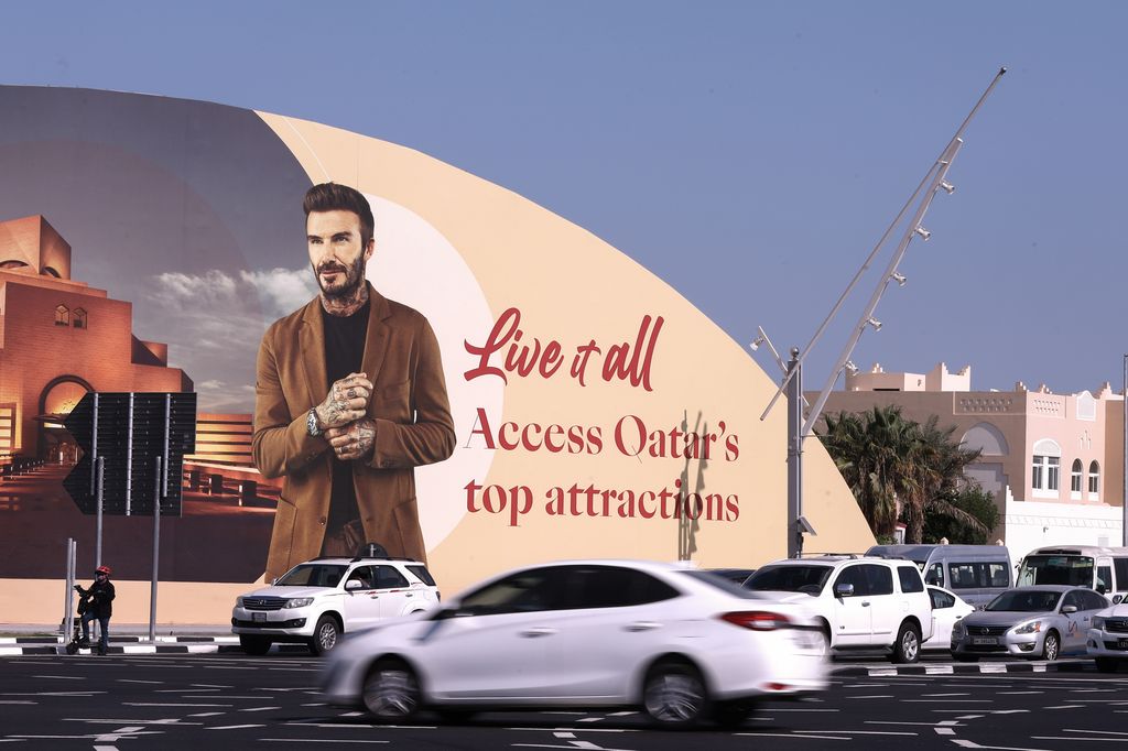 David Beckham on an advertisement board for the Qatar World Cup