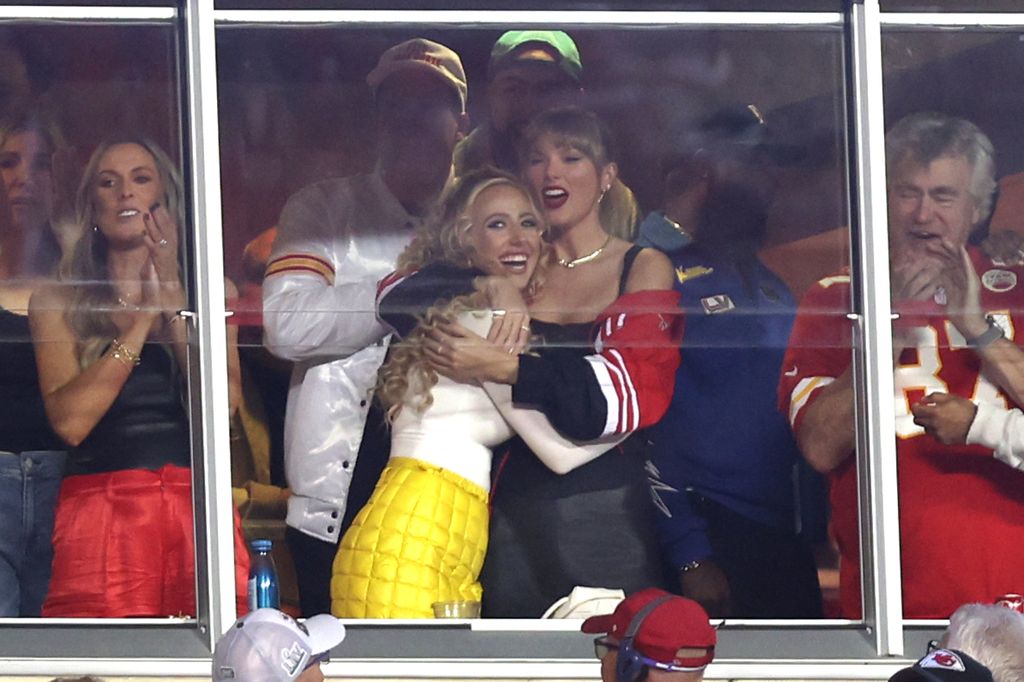 Brittany Mahomes and Taylor Swift celebrate during the first half of the game between the Kansas City Chiefs and the Denver Broncos 