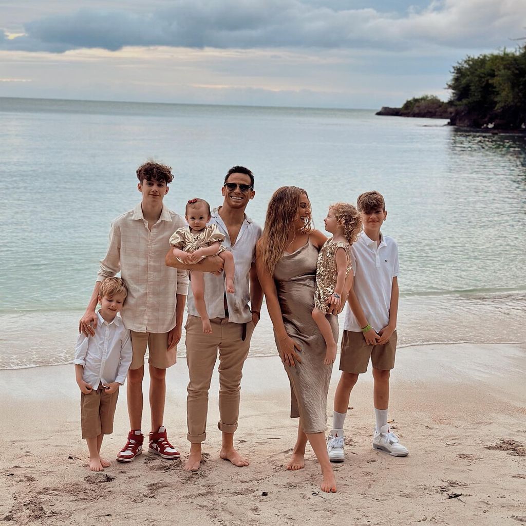 Stacey Solomon on the beach with her family