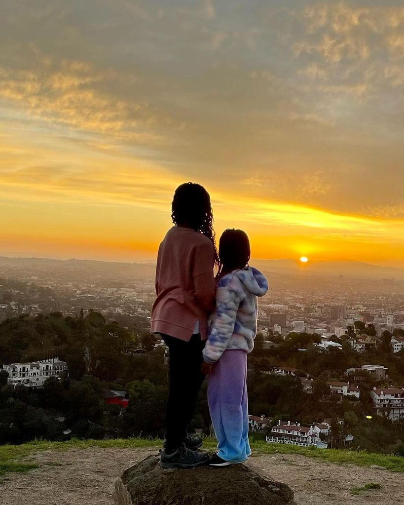 Charlize Theron's daughters August and Jackson watch the sunset