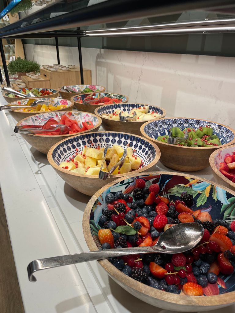 Mett Hotel Marbella breakfast buffet with fruit bowls