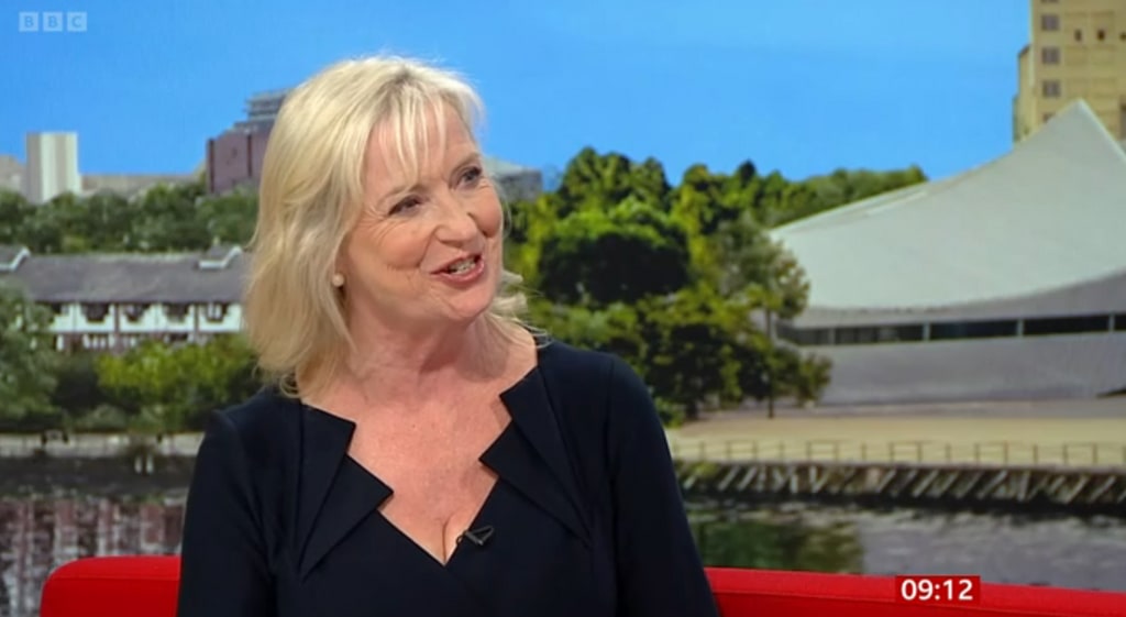 Carol Kirkwood on BBC Breakfast sofa