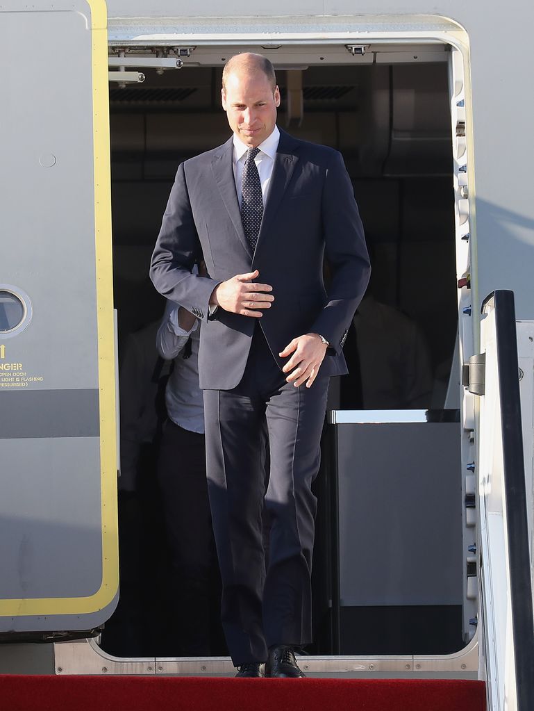 Prince William stepping off plane in Jordan
