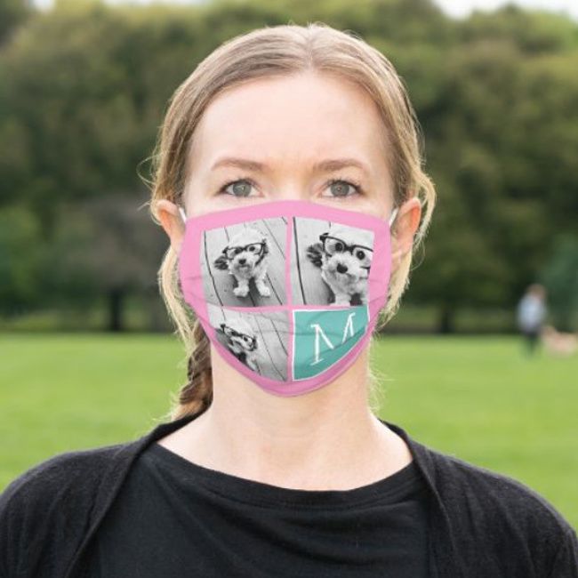 custom face mask collage with monogram