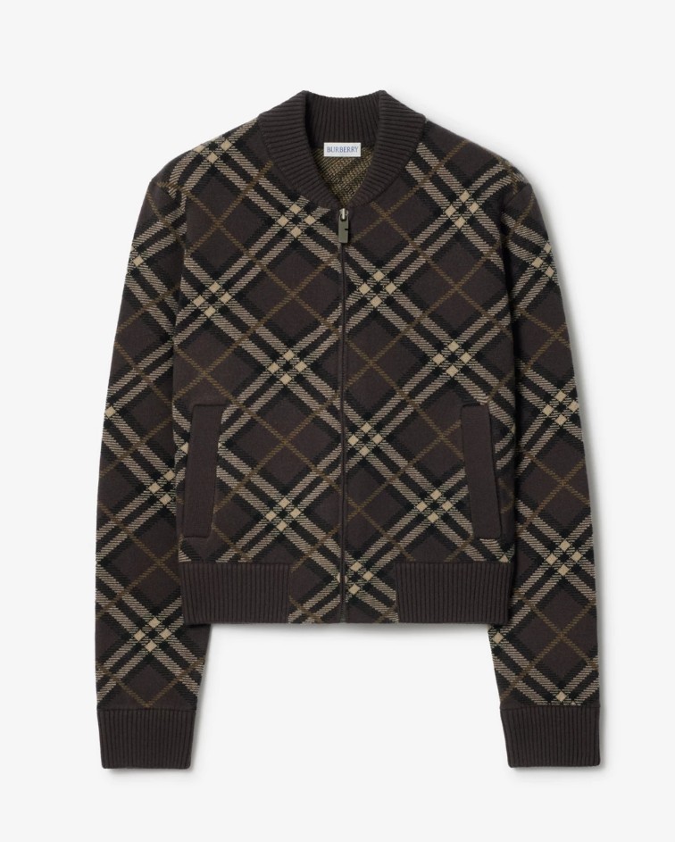 Check Wool Cashmere Bomber Jacket burbs