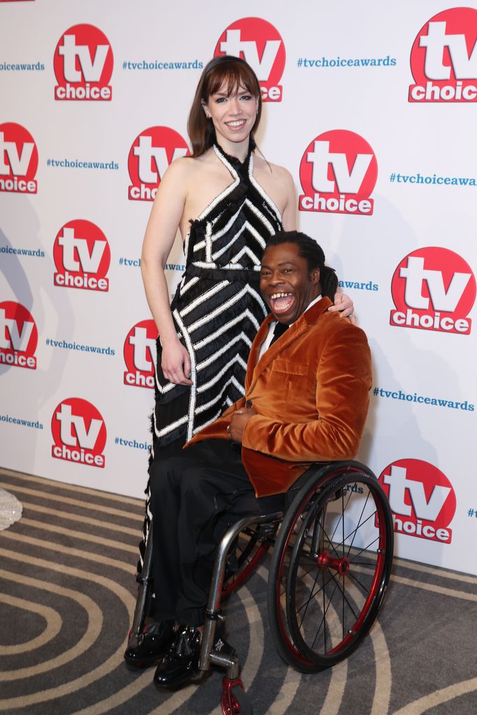 inda Harrison and Ade Adepitan attend the TV Choice Awards 2024 at The London Hilton on Park Lane on February 12, 2024 in London, England. 