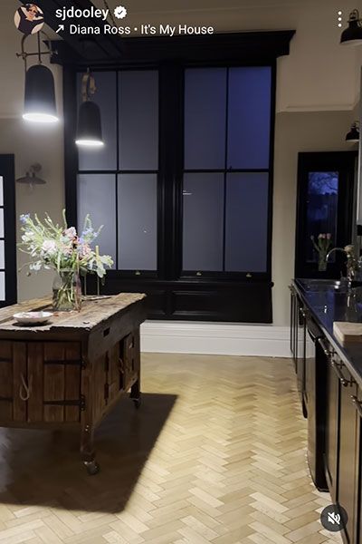 kitchen with wooden flooring 